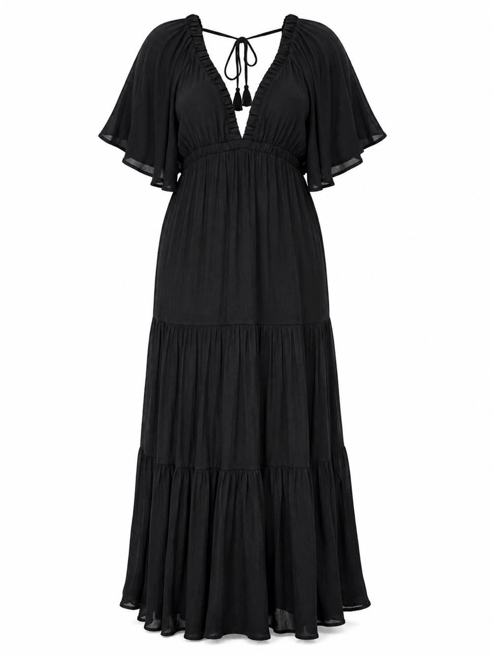 Fashion Nova Black Tiered Maxi Dress – Size Medium, NWT